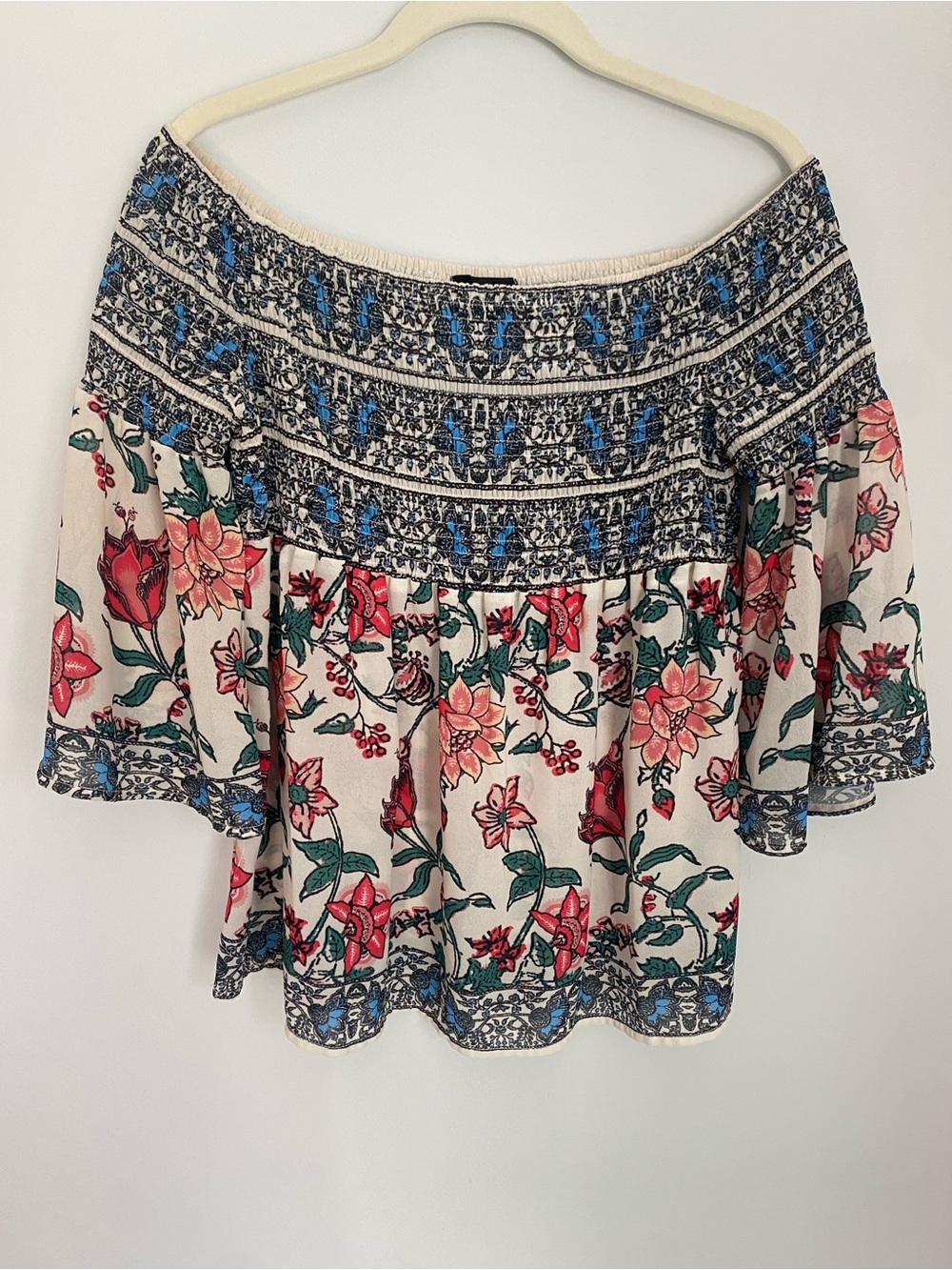 fab'rik Off-Shoulder Floral Blouse Size Large